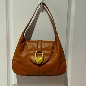 Bvlgari rust brown leather shoulder bag